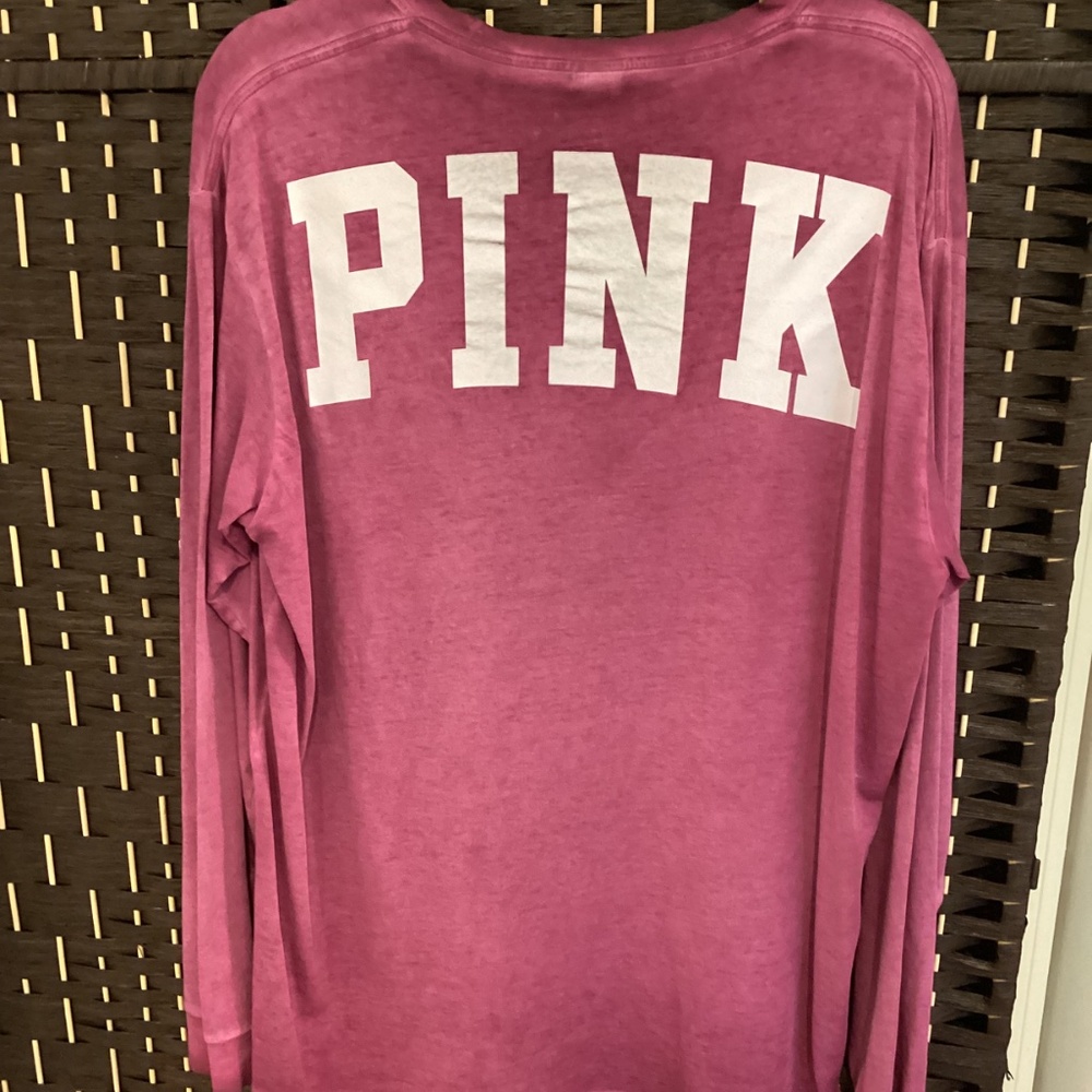VICTORIA SECRET PINK CREW TOP ( Size: Large) (Color: Pink Dye) NWOT - Picture 2 of 3